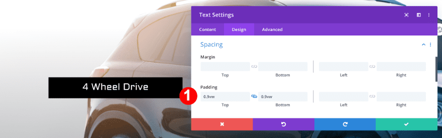 add padding to the text settings