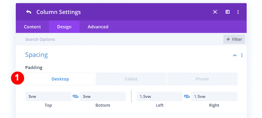 adjust padding in column three