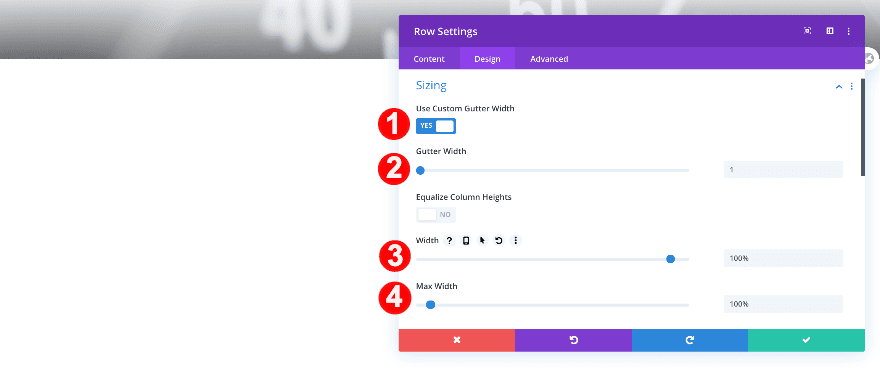 adjust sizing of the row