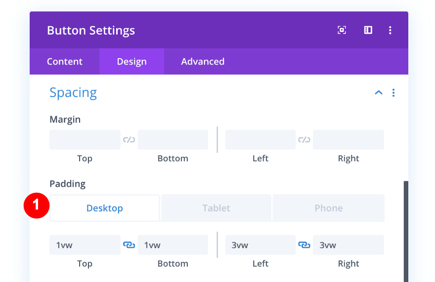 adjust spacing of button for desktop