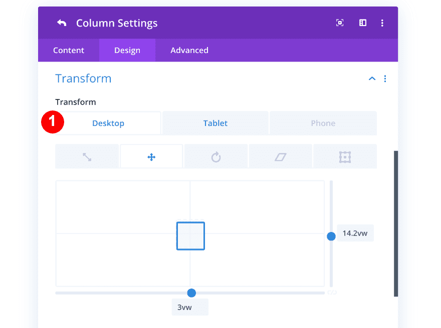 column one transform options