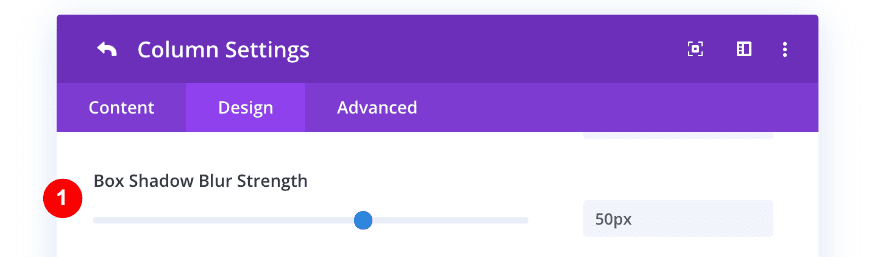 adjust the box shadow blur strength in column two