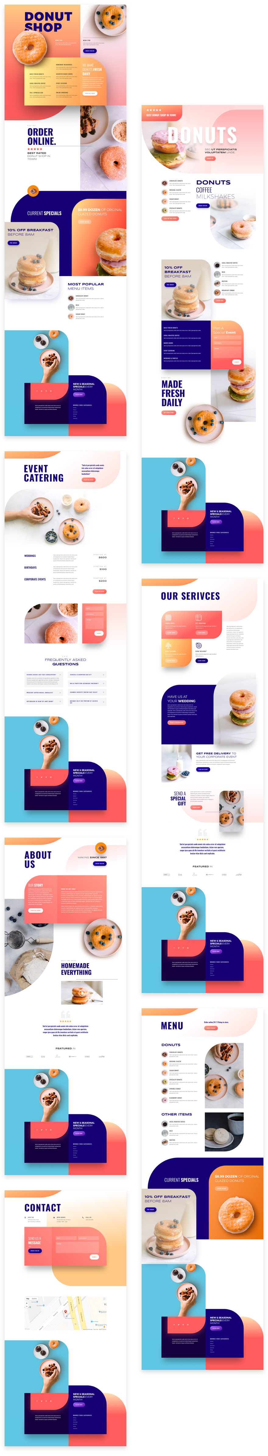 divi donut shop layout pack