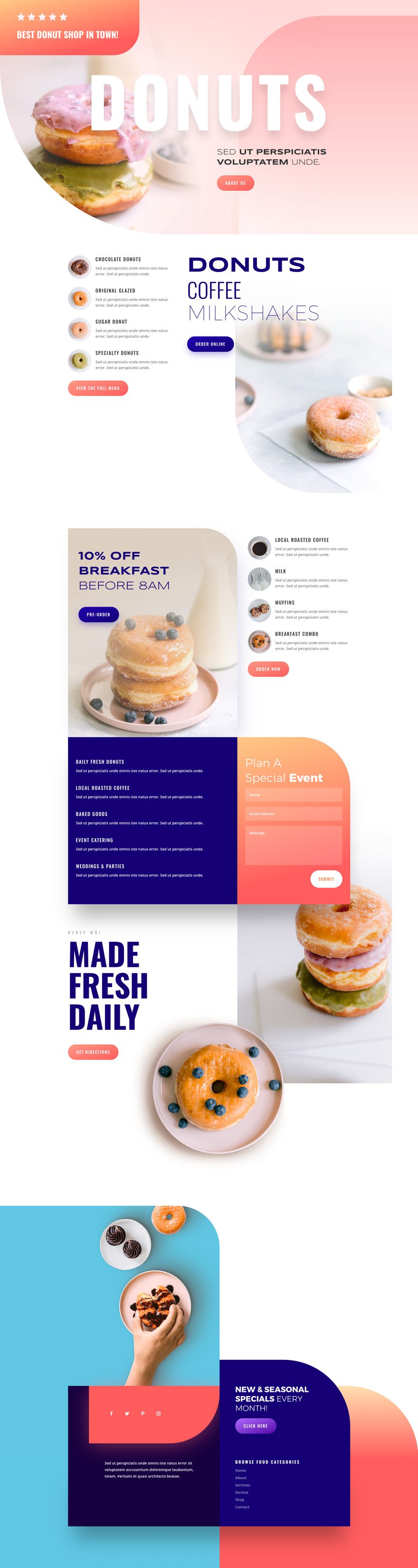 divi donut shop layout pack