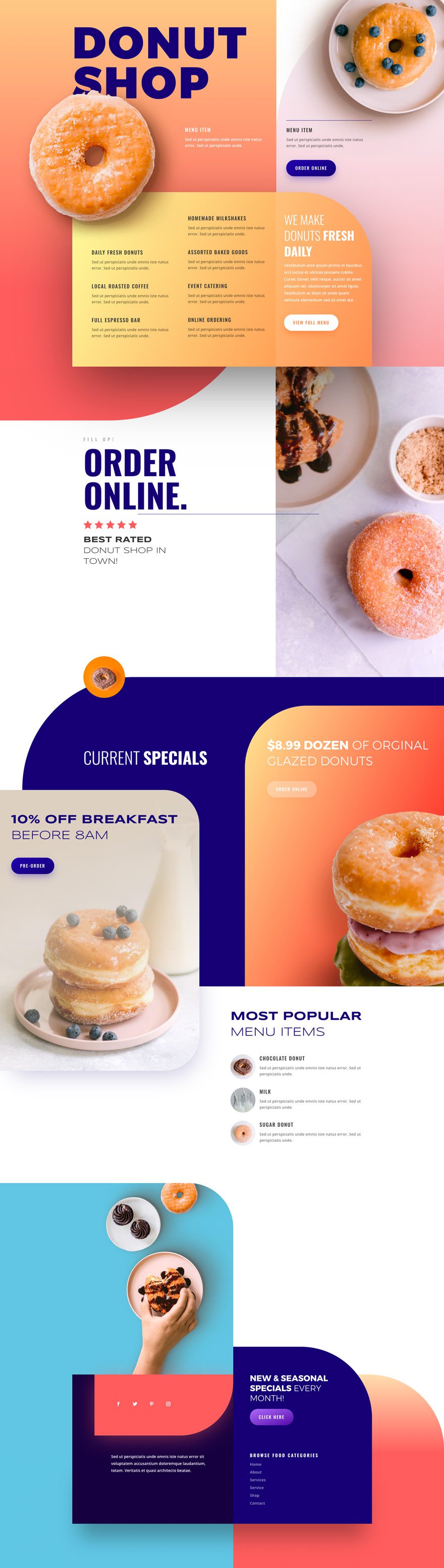divi donut shop layout pack