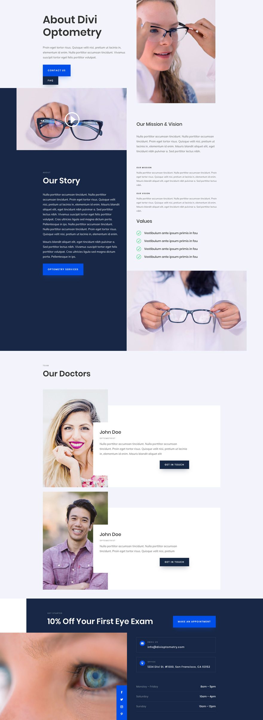 divi eye doctor layout pack