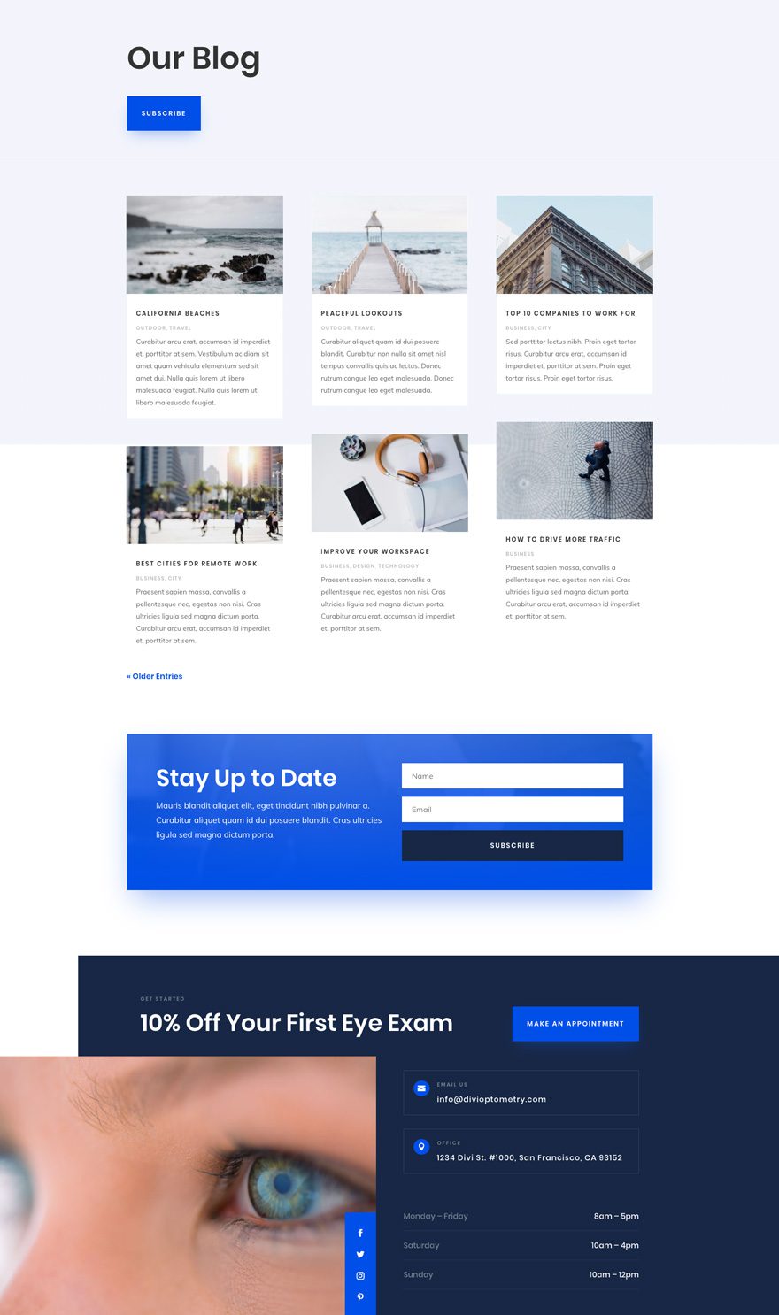 divi eye doctor layout pack