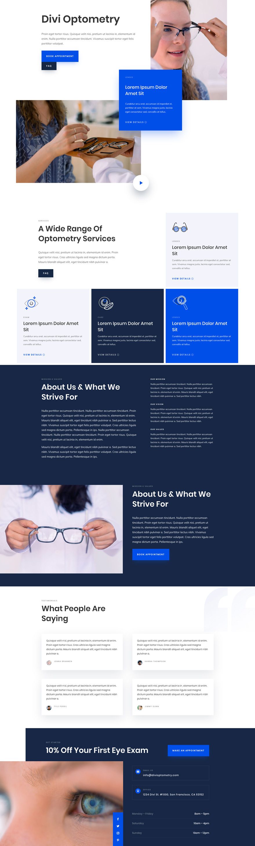 divi eye doctor layout pack