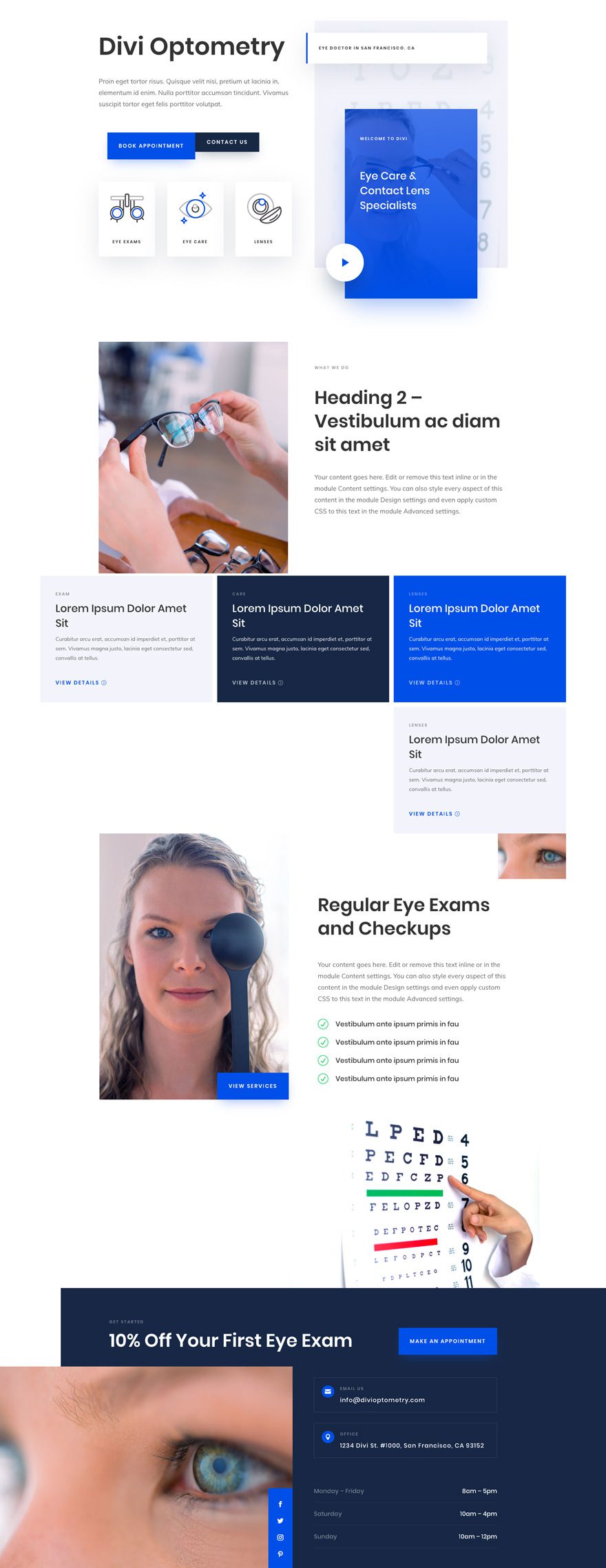 divi eye doctor layout pack