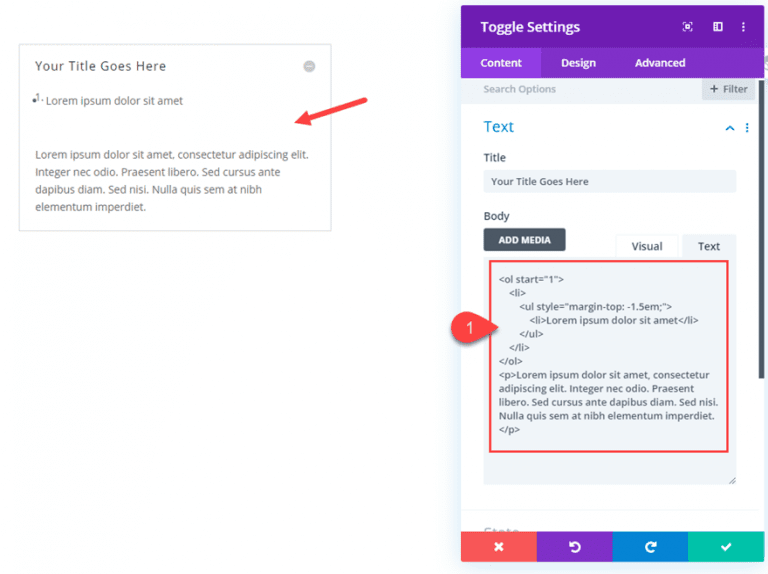 How to Use Divi's Text and List Style Options for Unique Toggle and