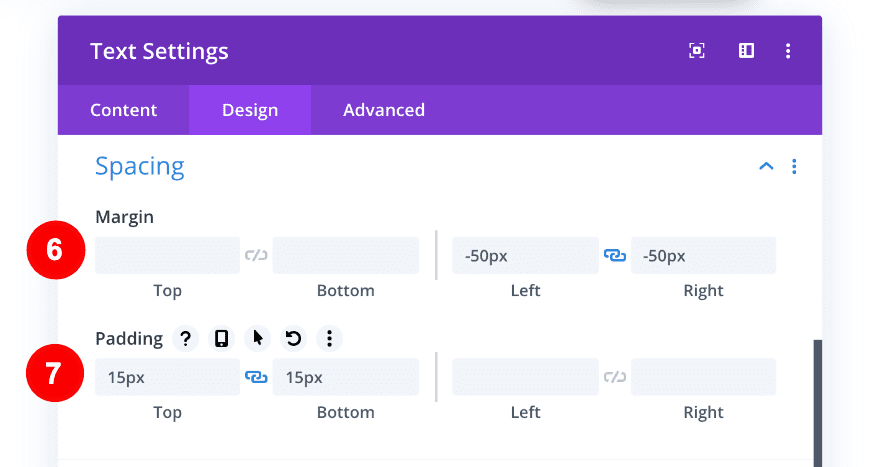 padding and margin on text for column 2