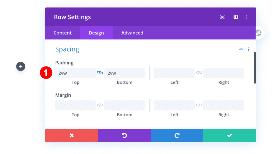 padding for row settings