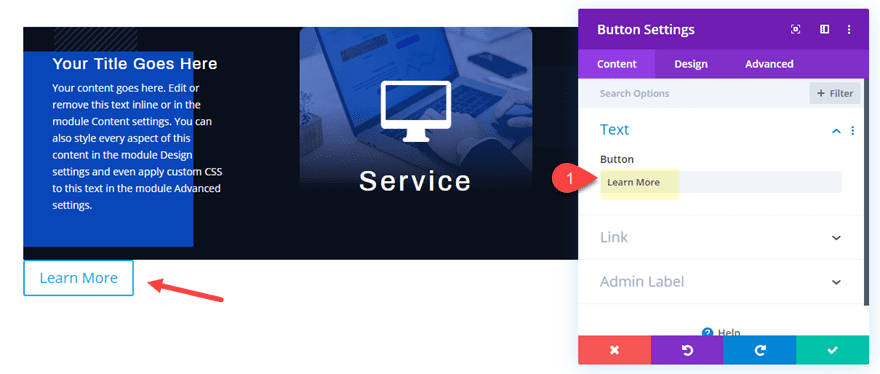 divi pop out service descriptions