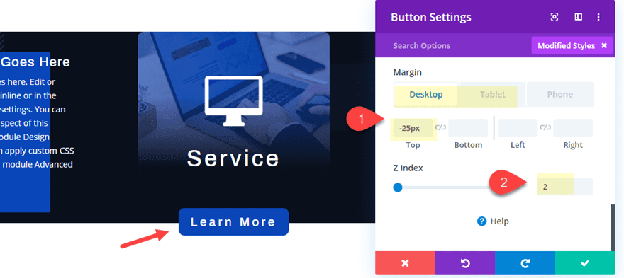 divi pop out service descriptions