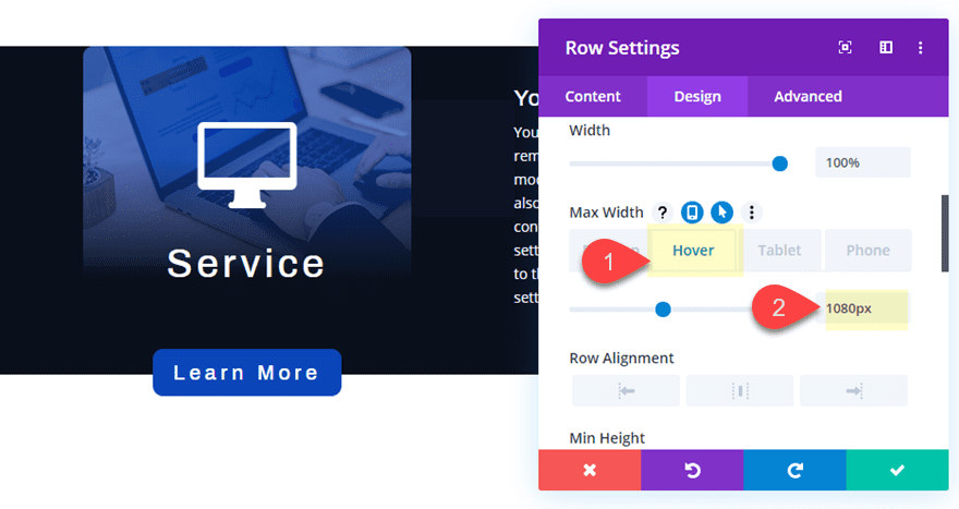 divi pop out service descriptions