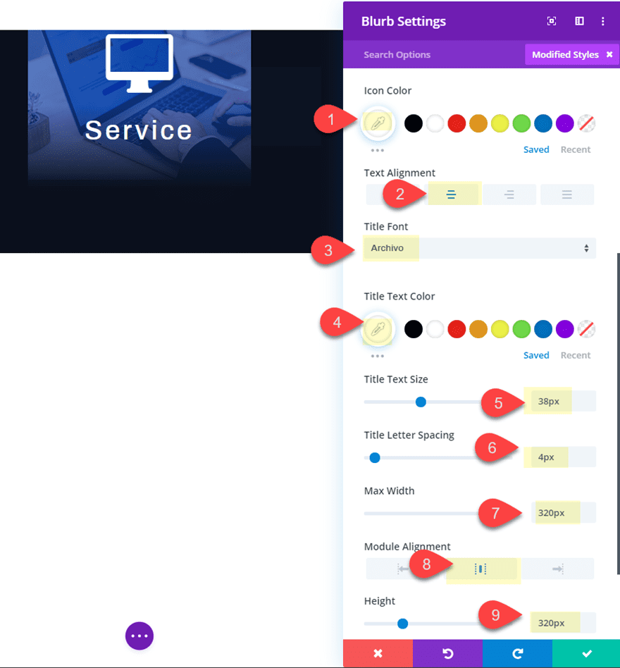 divi pop out service descriptions