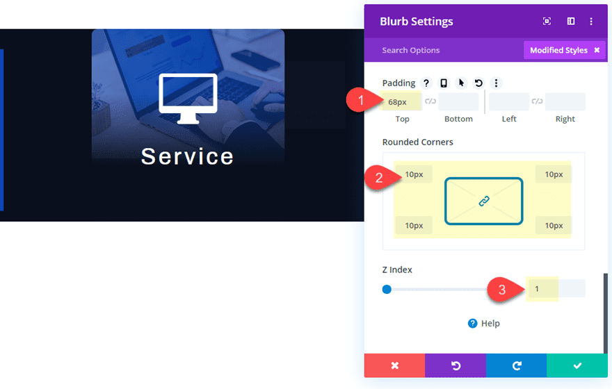 divi pop out service descriptions