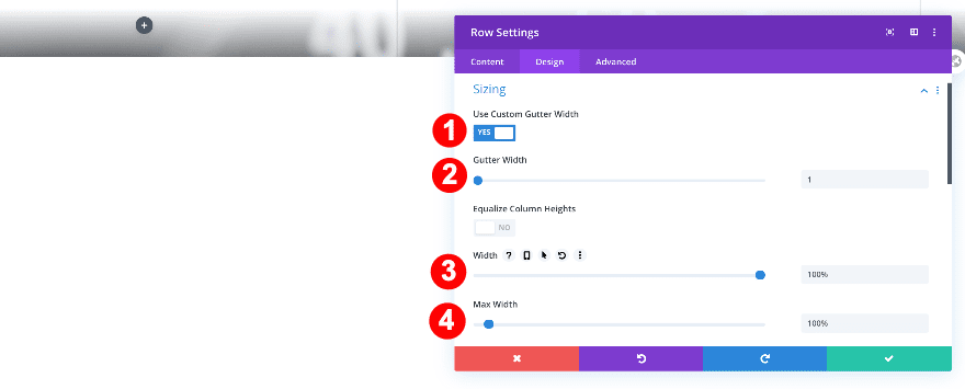 row settings