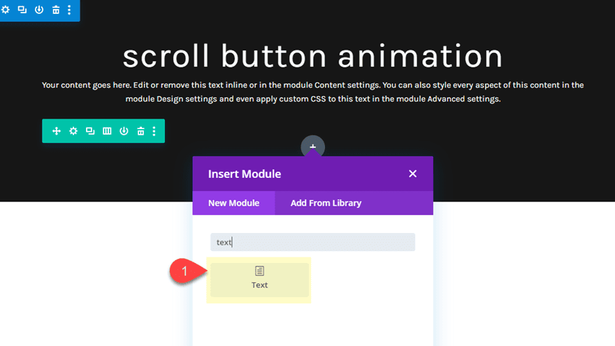 divi animated scroll button designs