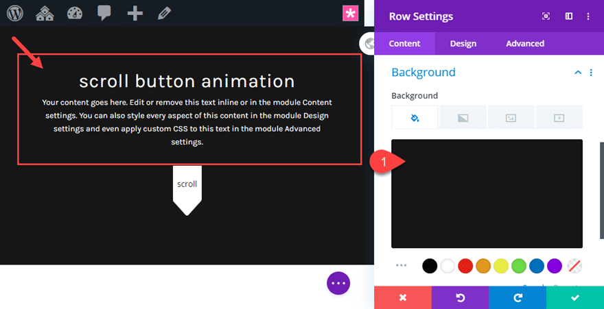 divi animated scroll button designs