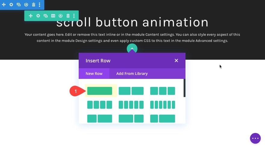 divi animated scroll button designs