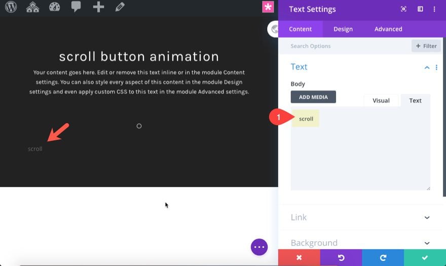 divi animated scroll button designs