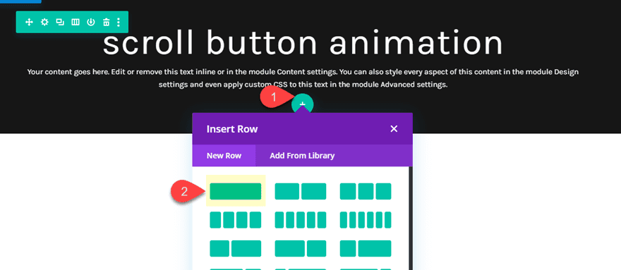 divi animated scroll button designs