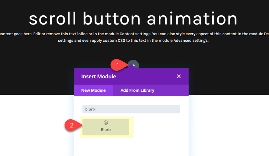 divi animated scroll button designs