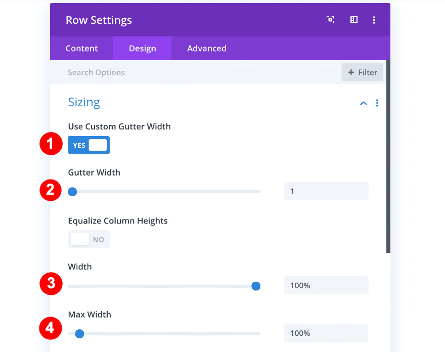 set the row sizing