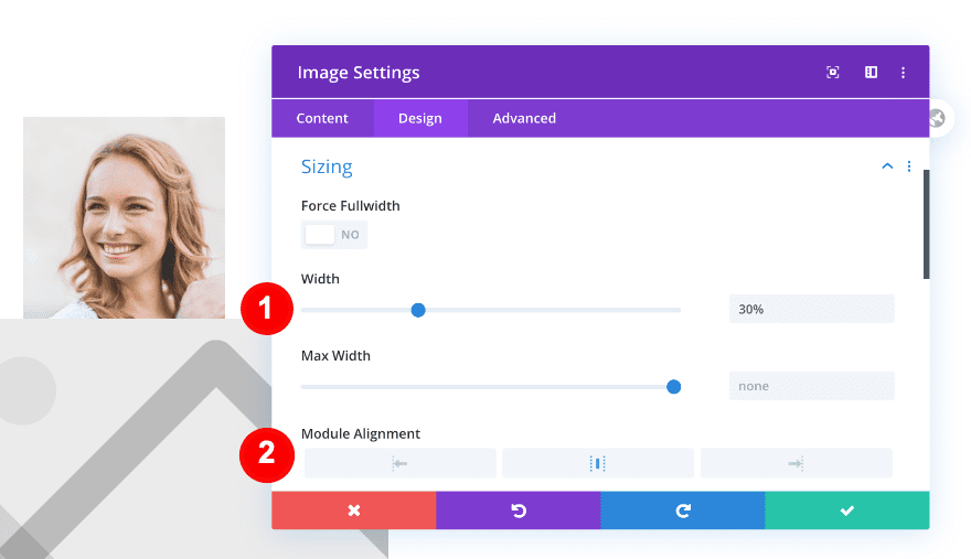 Sizing the image