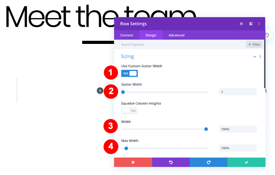 spacing for the row