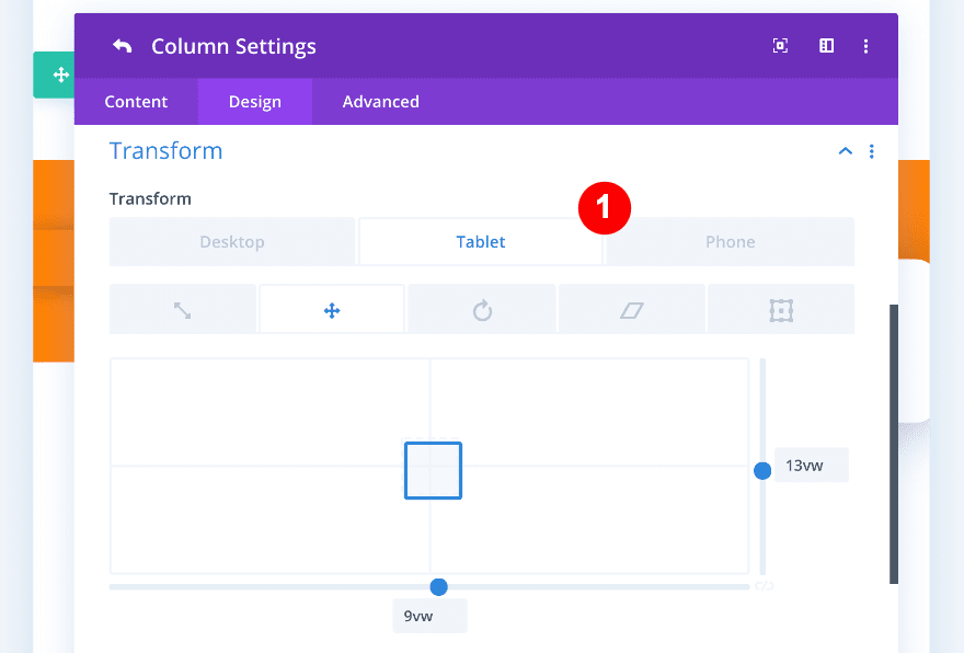 transform column 2 for mobile