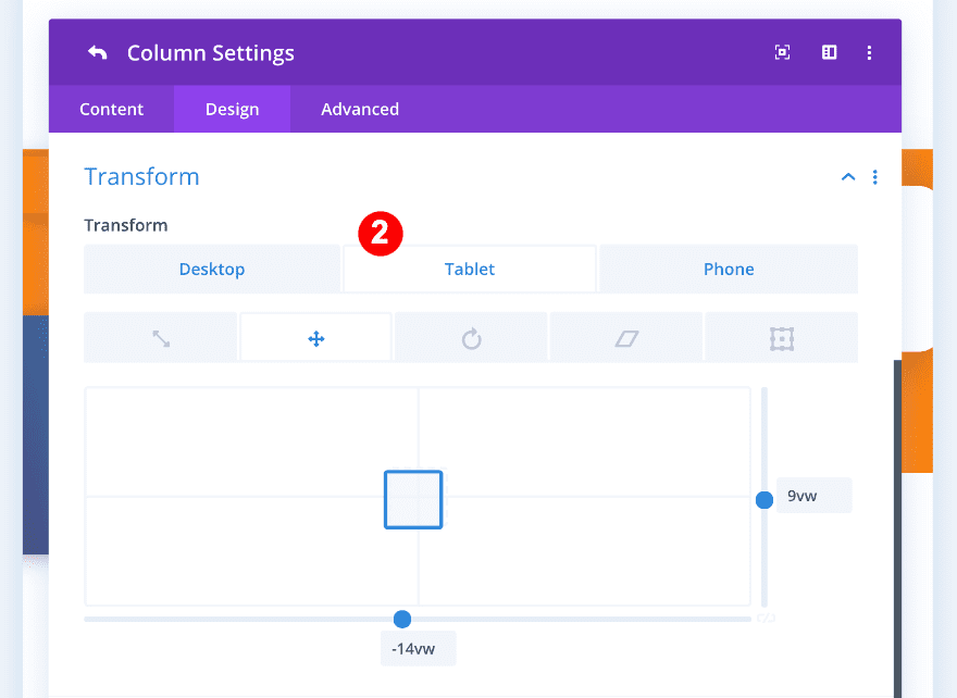 transform column three for mobile