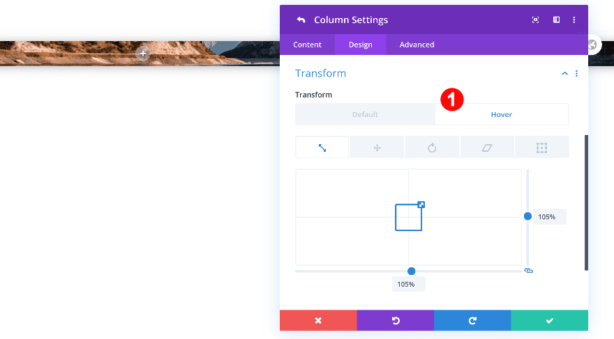 transform hover or column one