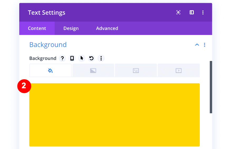 yellow background in the text module in column 2