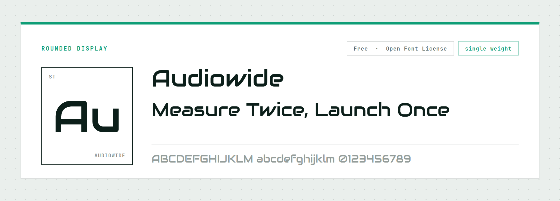Audiowide shown as a bold technology display font