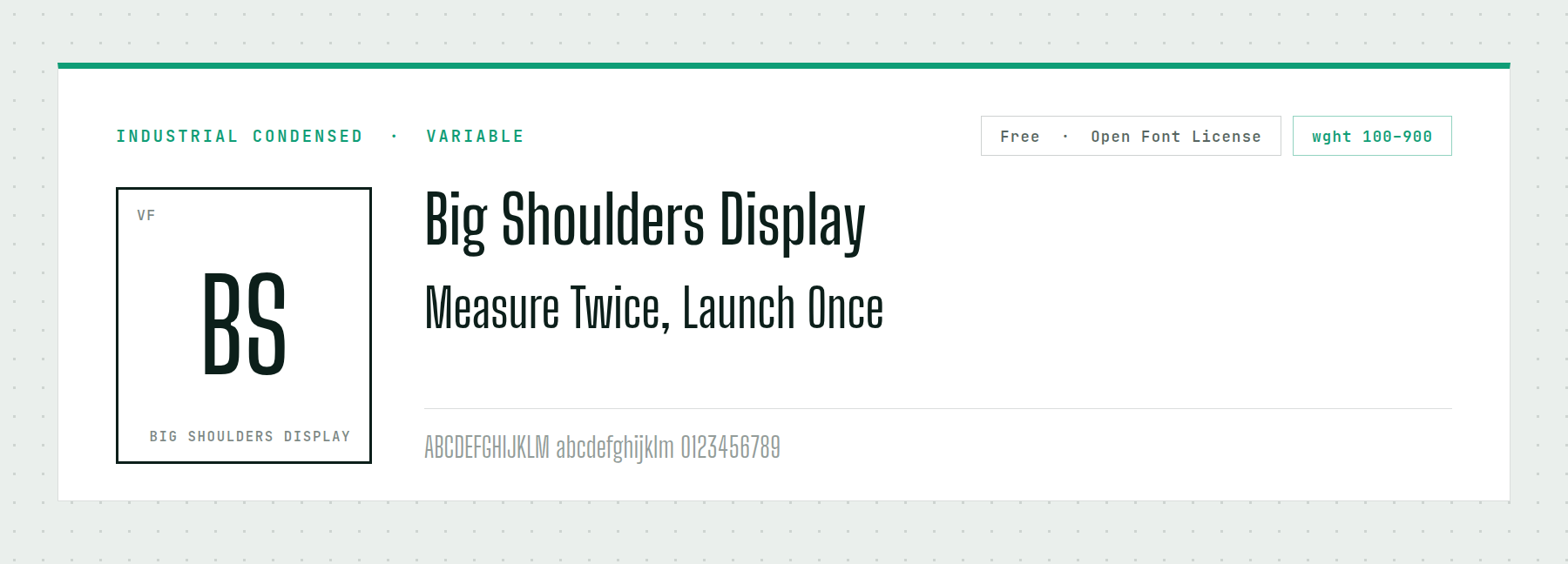 Big Shoulders Display shown as an industrial condensed font