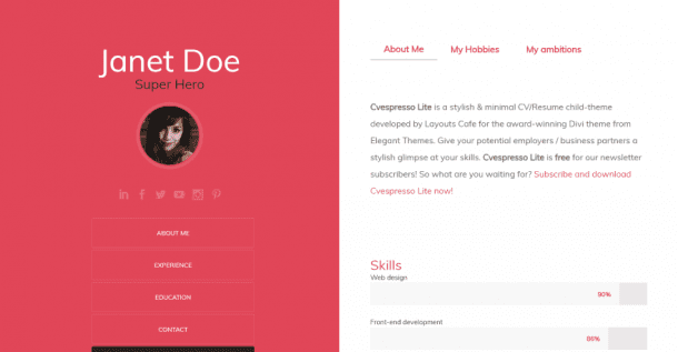 10 Divi Layouts for Resume Websites