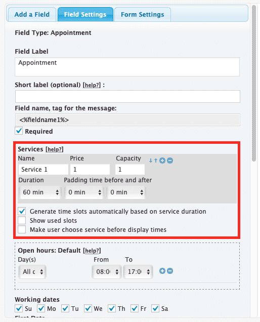 appointment hour booking plugin