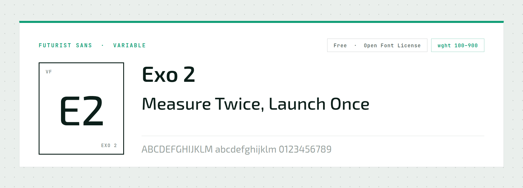 Exo 2 shown as a futurist technology typeface