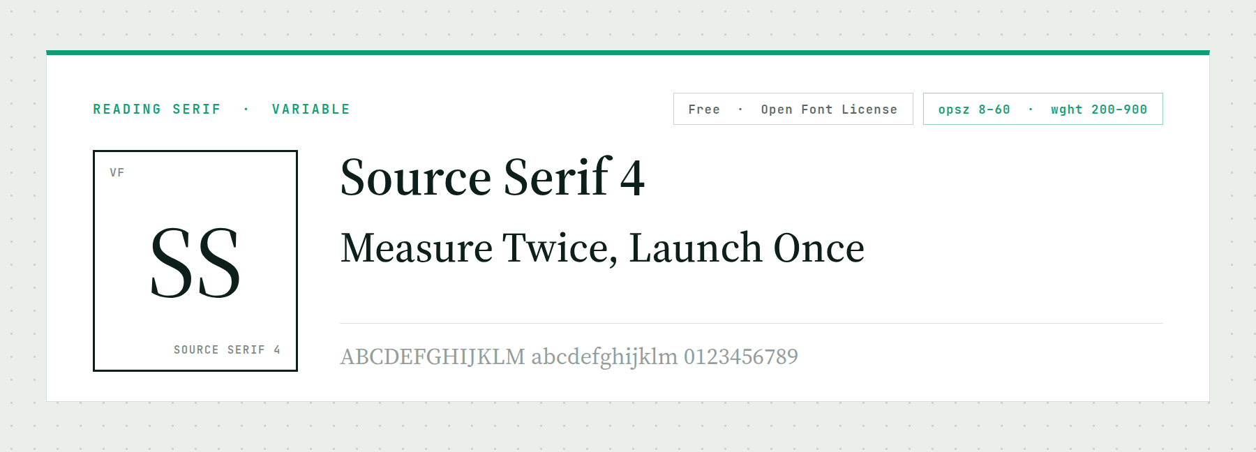 Source Serif 4 shown as a research paper typeface