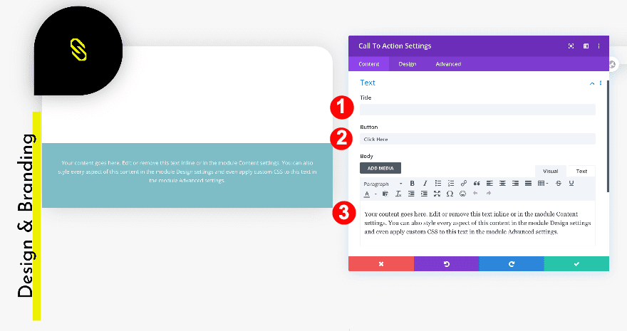 add a call to action module