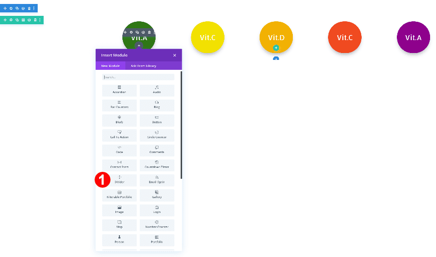 add a divider under each circle