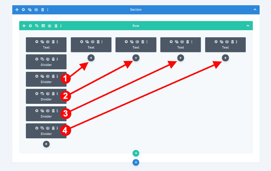 add, duplicate and drag dividers