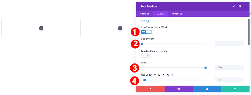 adjust settings to the new row