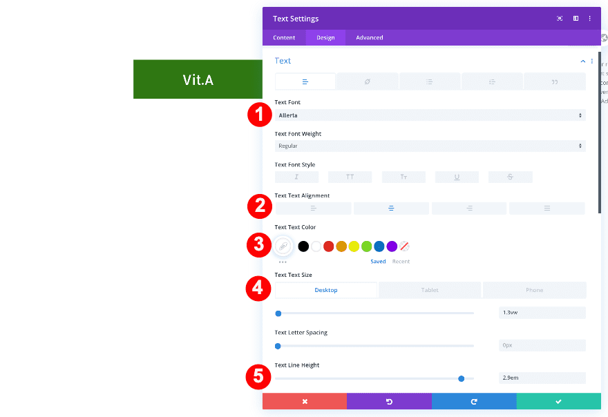 adjust text setting to text module