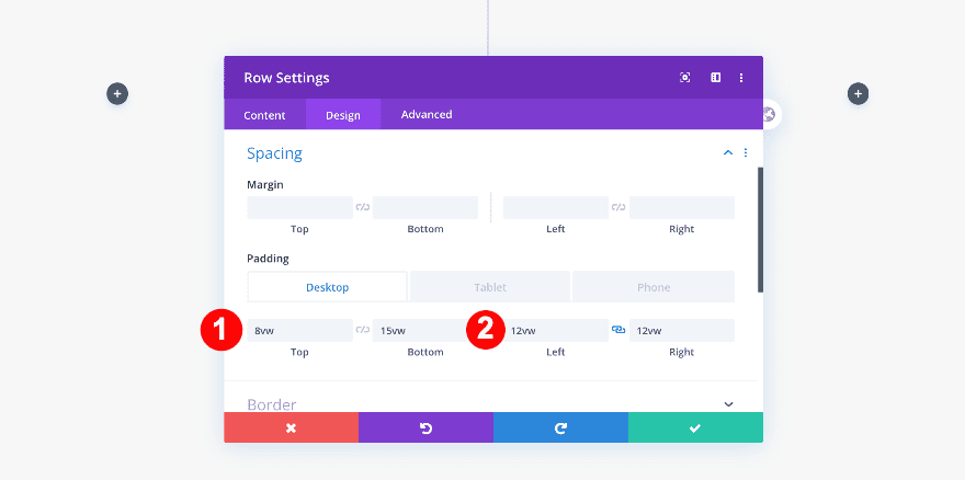 padding settings