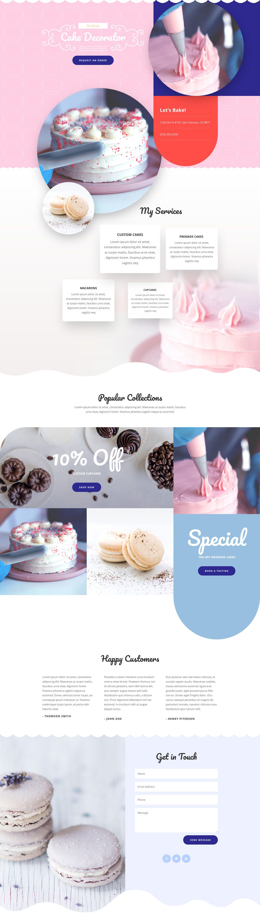 creador de pasteles divi paquete de diseño
