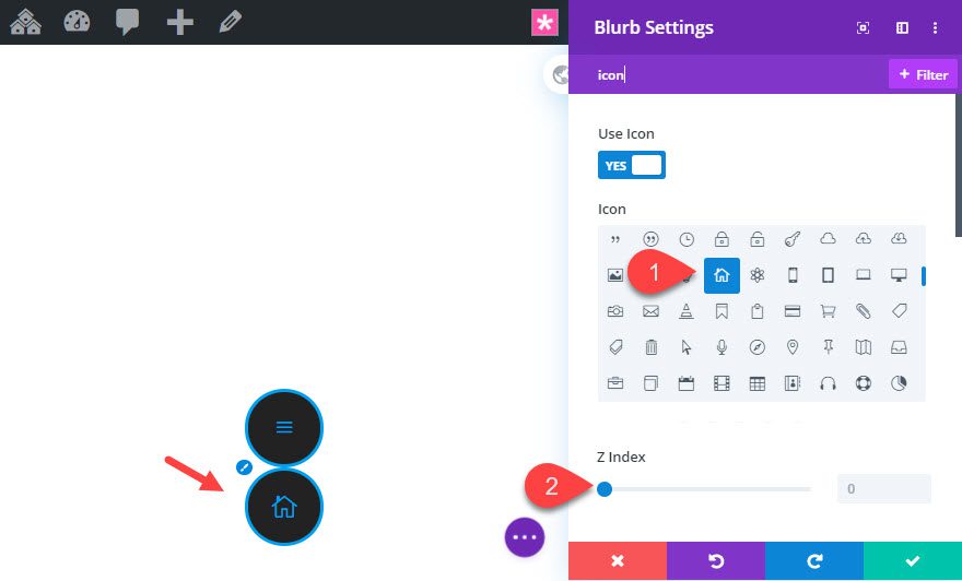 divi circular icon menu