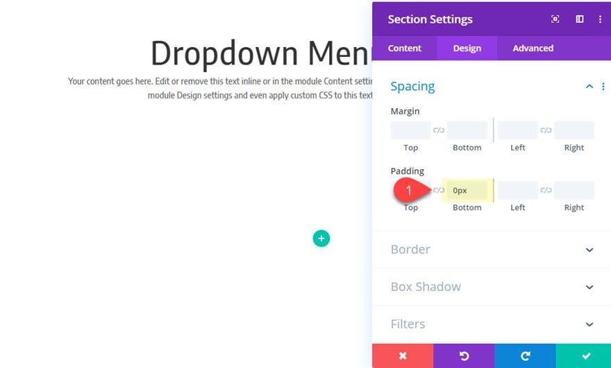 divi dropdown menu button